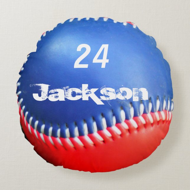 Almohada Personalizada Rojo Blanco Azul Béisbol (Anverso)