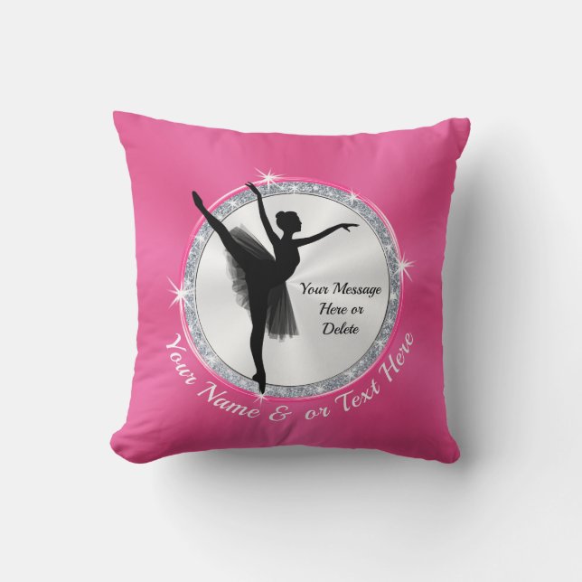 Almohada personalizada rosa de la bailarina con el (Anverso)