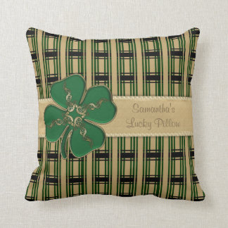 Almohada personalizada trébol irlandés afortunado