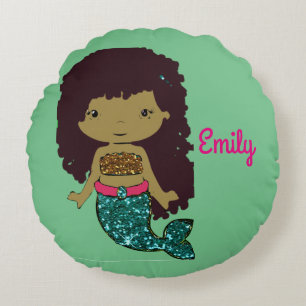 Almohada personalizada Turqouise y Sirena de Oro