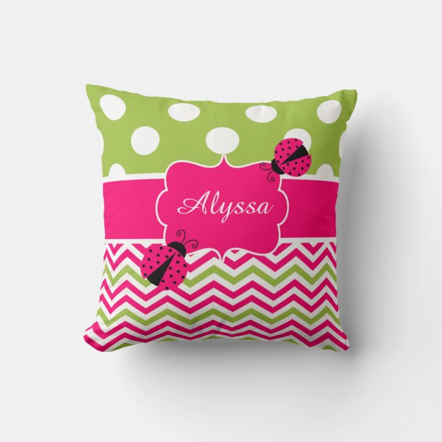 Almohada personalizada verde rosado de la (Anverso)