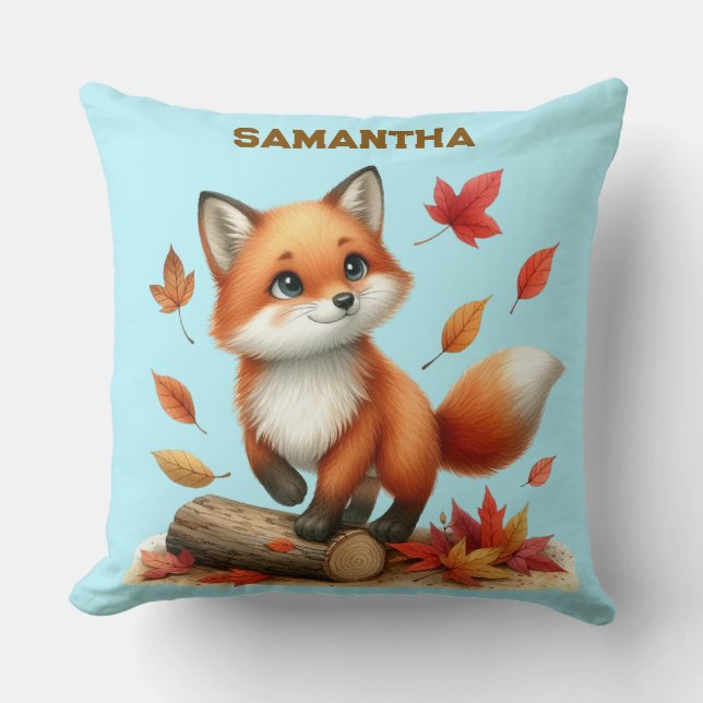 Almohada personalizada Zorro Otoño  (Anverso)