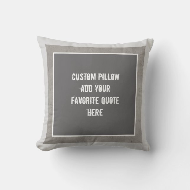 almohada personalizado añada su propia cita gris y (Anverso)