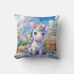 Almohada picnica de unicornio cuta - Nombre editab