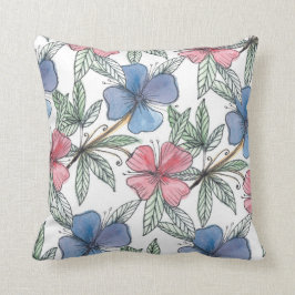 almohada pintada a mano de la flor de la acuarela