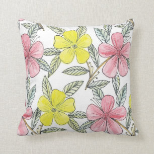 almohada pintada a mano de la flor de la acuarela