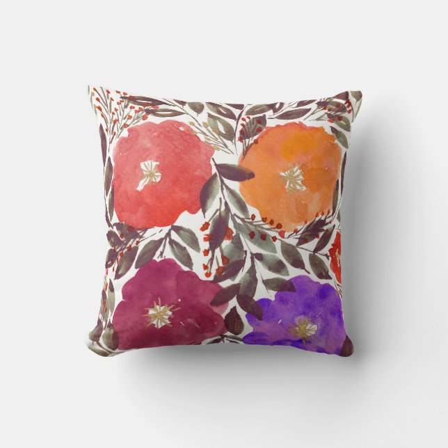 almohada pintada a mano de las flores de la (Anverso)