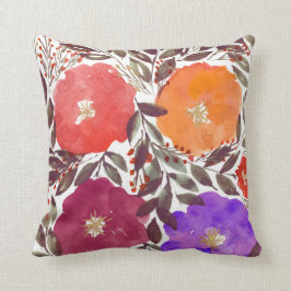 almohada pintada a mano de las flores de la