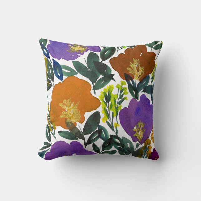 almohada pintada a mano de las flores de la (Anverso)