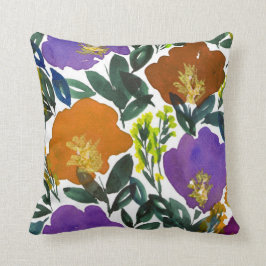 almohada pintada a mano de las flores de la