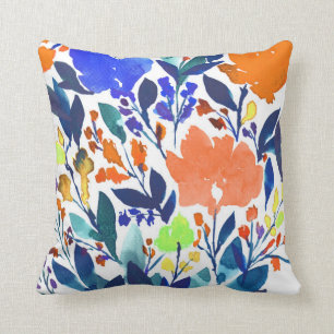 almohada pintada a mano de las flores de la