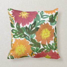 almohada pintada a mano de las flores de la