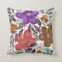 almohada pintada a mano de las flores de la