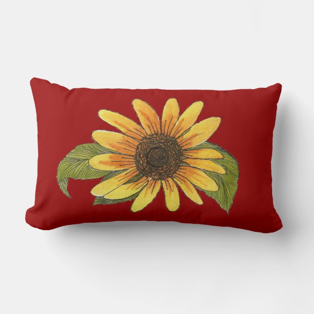 Almohada pintada del girasol (Anverso)