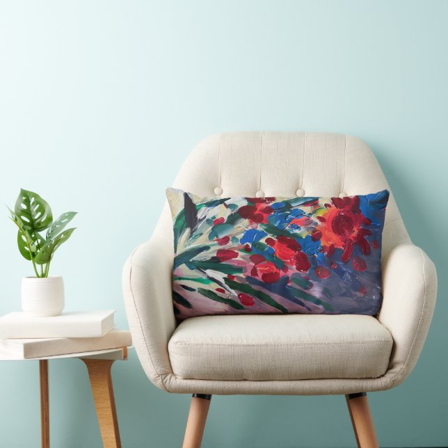 almohada pintoresca con flores impresionistas  (Silla)
