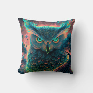 Almohada Psicodélica de Búho Místico | Animal Espi