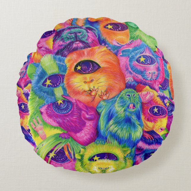 Almohada psicodélica de la pila del conejillo de (Anverso)