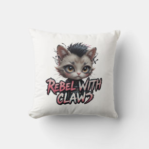 Almohada Punk Rock de Gato Rebelde con Garras