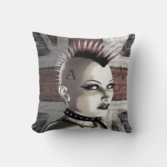 Almohada punky británica retra de la moda (Anverso)