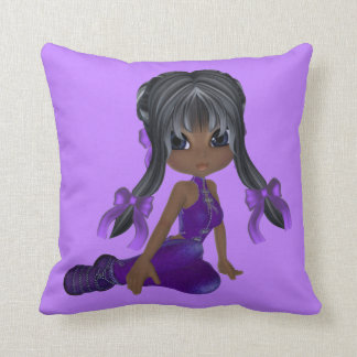 Almohada púrpura afroamericana linda del chica