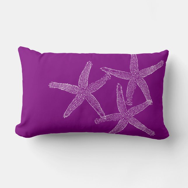 Almohada púrpura con las estrellas de mar blancas (Anverso)