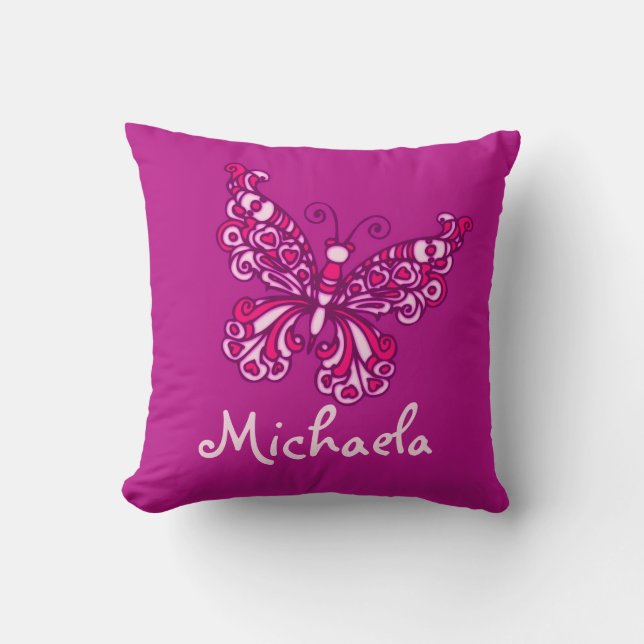 Almohada púrpura de la mariposa del nombre de (Anverso)
