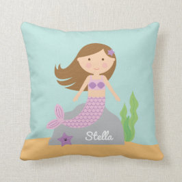 Almohada púrpura de la sirena y de las estrellas