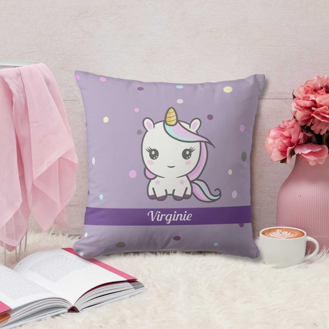 Almohada púrpura de unicornio (Cute Unicorn Purple Pillow)