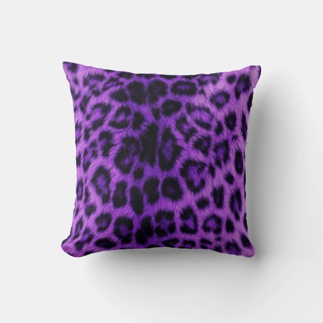 Almohada púrpura del estampado leopardo (Anverso)