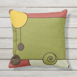 Almohada quemada verde retro del amarillo