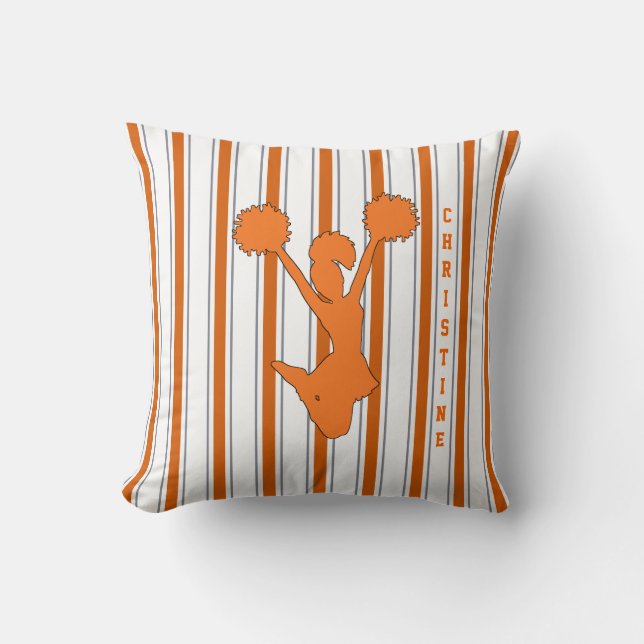 Almohada rayada anaranjada de la animadora (Anverso)