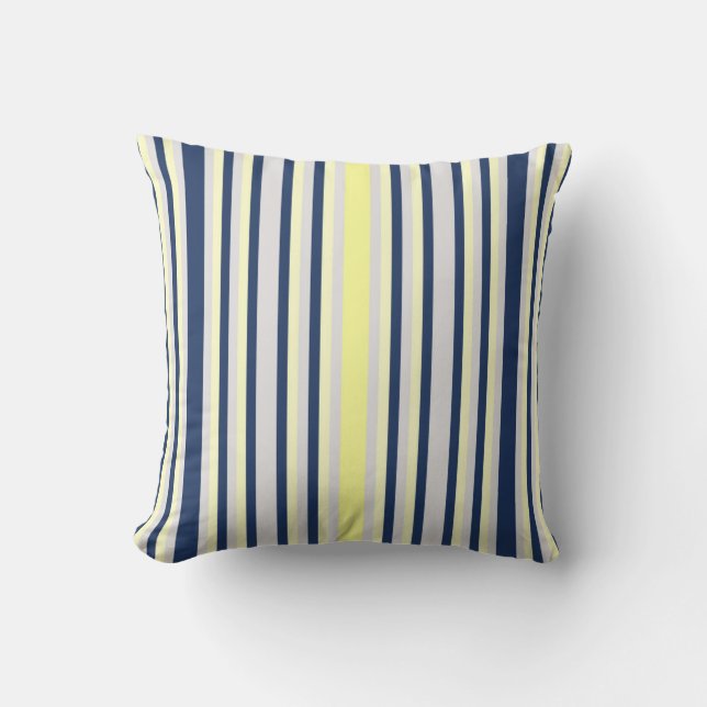 almohada rayada azul y amarilla (Anverso)