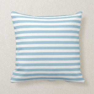 Almohada rayada blanca azul