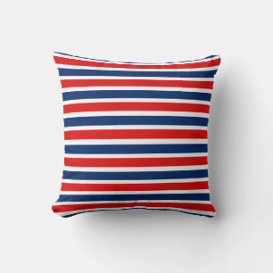 Almohada rayada blanca y azul roja