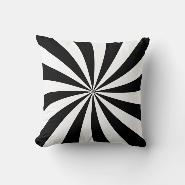 Almohada rayada blanco y negro de Starburst (Anverso)