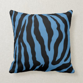 Almohada rayada del estampado de zebra azul y