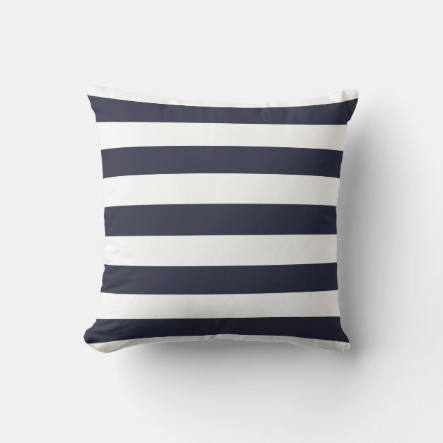 Almohada rayada intrépida de los azules marinos (Anverso)
