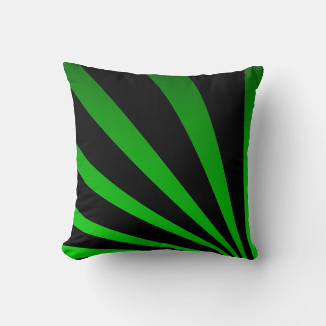 Almohada rayada negra y verde intrépida (Anverso)