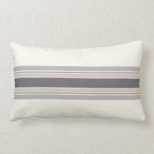 Almohada rayada neutral del cortijo en gris y