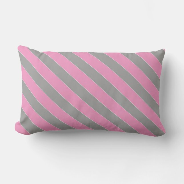 almohada rayada rosa y gris (Anverso)