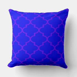 Almohada Real Azul Rosa Quatrefoil Lattice