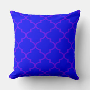 Almohada Real Azul Rosa Quatrefoil Lattice