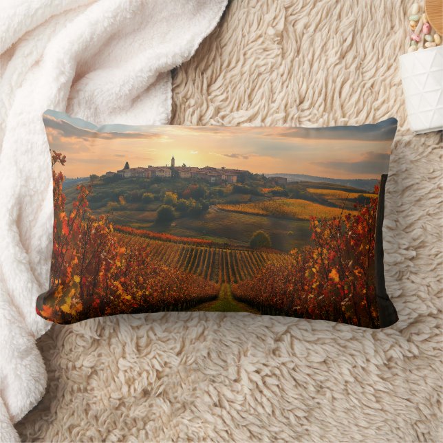 Almohada rectangular de acento de viñedo de otoño (Manta)
