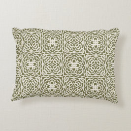Almohada rectangular de encaje floral oliva geomét