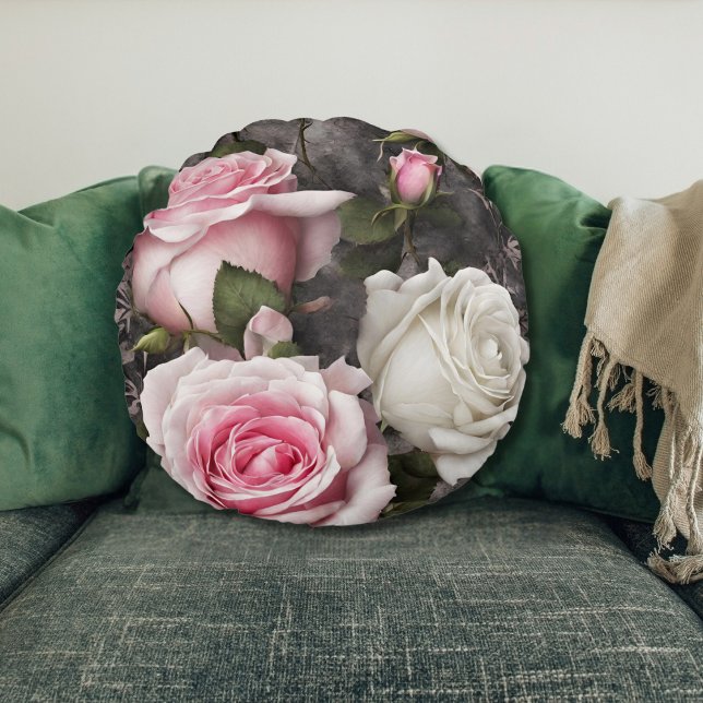 Almohada Redonda Abrazo Floral Elegante (Subido por el creador)
