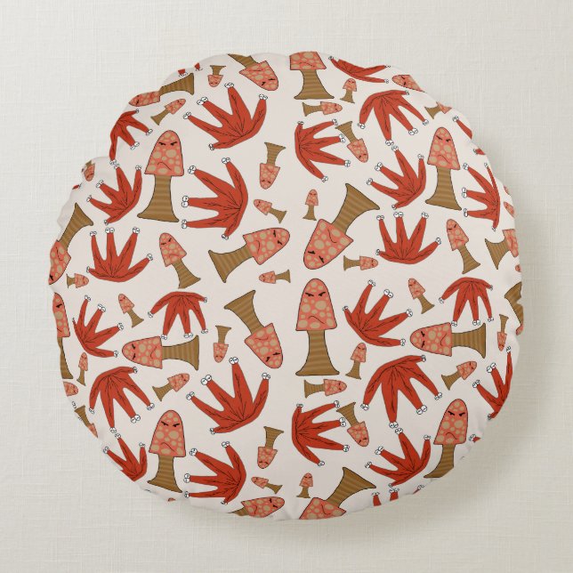 Almohada Redonda Amigos del Bosque de Otoño – Hong (Anverso)