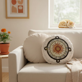 Almohada Redonda Antigua Cara del Sol Calendario A