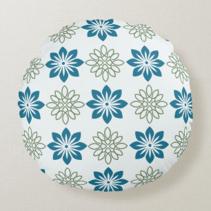 Almohada Redonda Armonía Botánica Azul y Verde