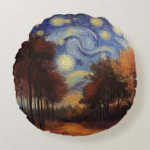 Almohada Redonda Artística – Bosque de Otoño Estre