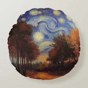 Almohada Redonda Artística – Bosque de Otoño Estre